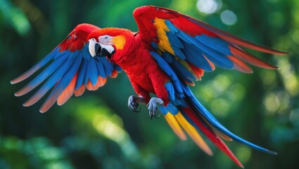 Obraz premium Ara macao - Scarlet Macaw, a large and stunningly colorful forest parrot