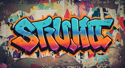 Colorful Graffiti Art on Urban Wall Featuring Bold Lettering and Vibrant Abstract Design
