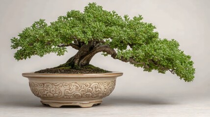 Delicate Bonsai Tree in Vintage European Style Pot