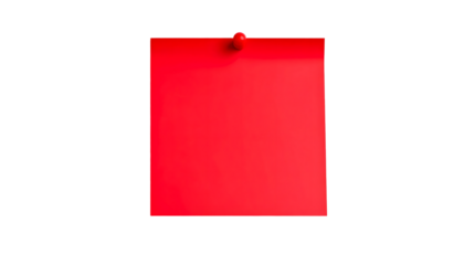 Red sticky note isolated on transparent background
