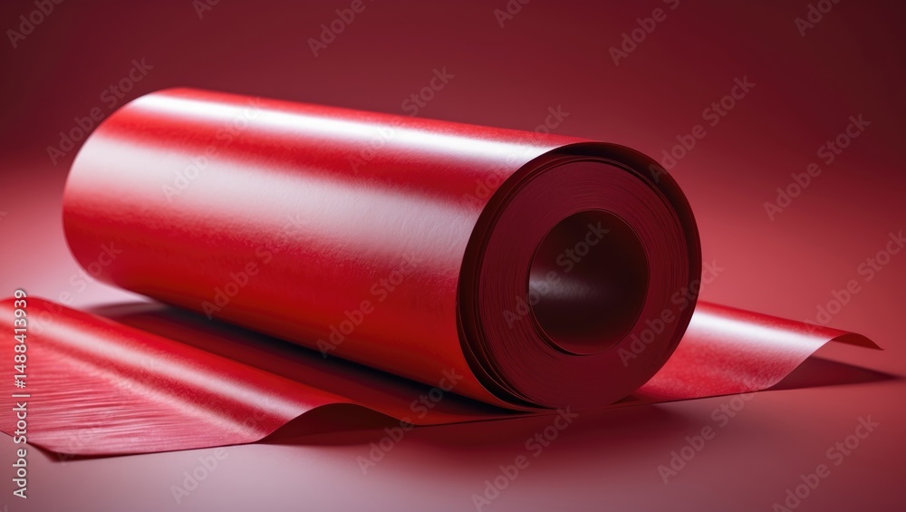 Poster vibrant scarlet paper backdrop featuring a glossy, pearlescent texture and shimmering wavy borders.
