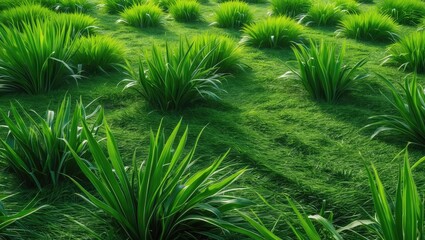 Axonopus compressus: Tropical Carpet Grass with Green Leaves in a Garden Setting