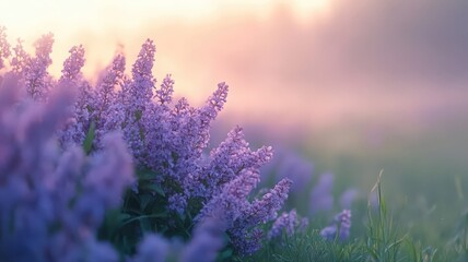 Fototapeta premium Delicate Lilac Blossoms in Soft Morning Light