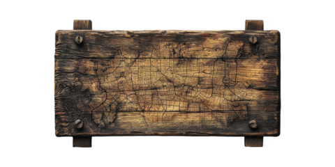 Antique Wooden Map Rustic Plank. Historical Navigation And Vintage Cartography Isolated On Transparent Background