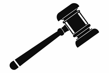 judges hammer silhouette line art vector illustration with a white background