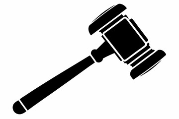 judges hammer silhouette line art vector illustration with a white background