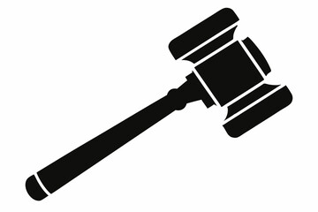 judges hammer silhouette line art vector illustration with a white background
