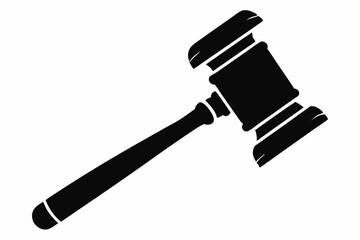 judges hammer silhouette line art vector illustration with a white background