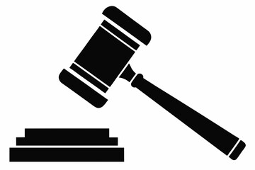 judges hammer silhouette line art vector illustration with a white background