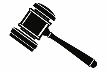judges hammer silhouette line art vector illustration with a white background