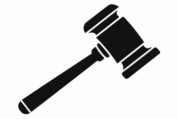 judges hammer silhouette line art vector illustration with a white background