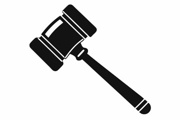 judges hammer silhouette line art vector illustration with a white background