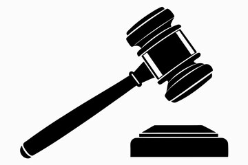 judges hammer silhouette line art vector illustration with a white background