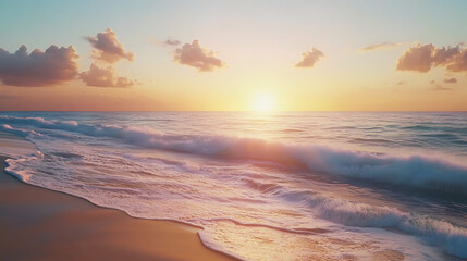 Obraz premium Ocean surface glows under radiant sunset colors high resolution picture