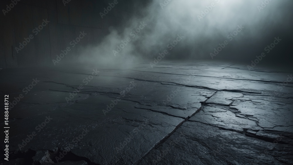 Poster dark concrete floor texture with mist or fog