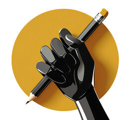 Set of hands with a pen in different positions. Hands holding a pen in halftone style. Stippled vector illustration.