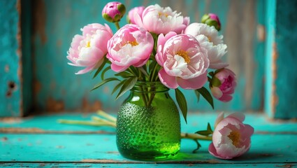 A tiny arrangement of flowering blossoms. Still life