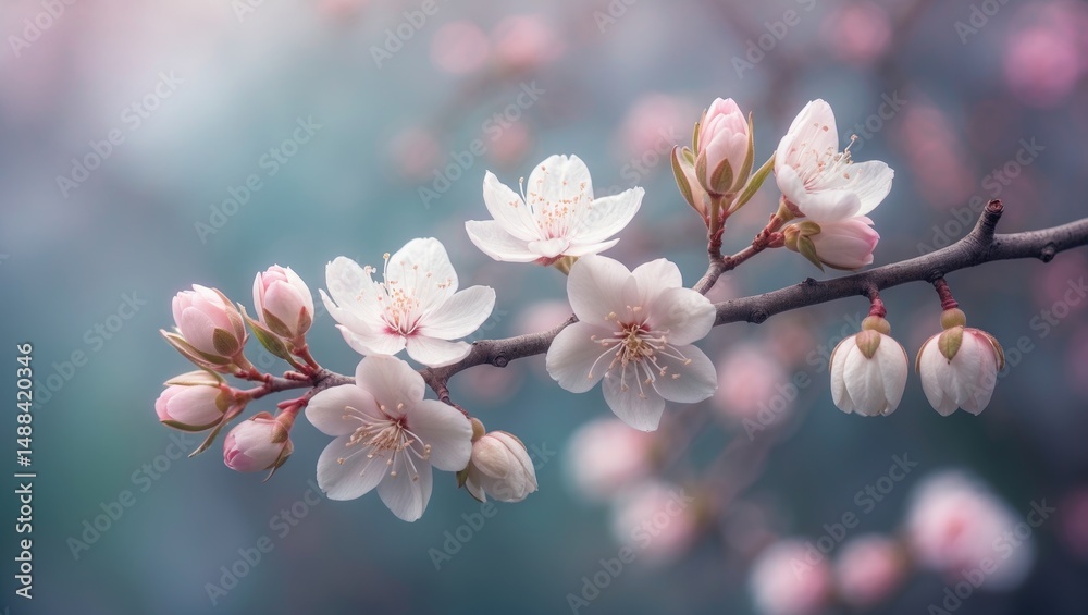 Aufkleber a detailed view of a delicate bloom on a tree