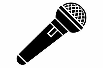 microphone icon silhouette line art vector illustration with a white background