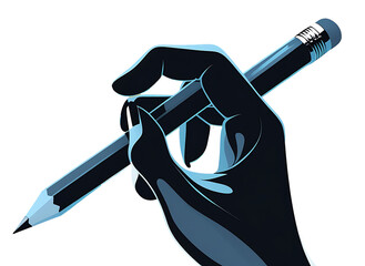 Set of hands with a pen in different positions. 
