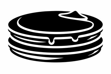 pancake silhouette line art vector illustration with a white background