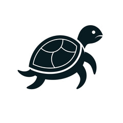 turtle silhouette icon with white background.