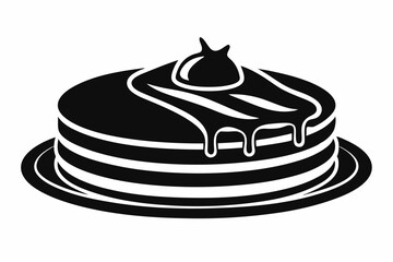 pancake silhouette line art vector illustration with a white background