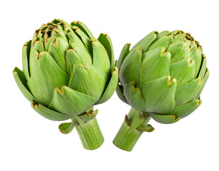 Obraz premium Two realistic artichokes isolated on a transparent background PNG