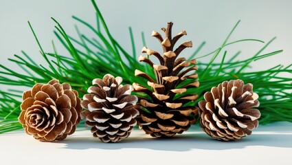 Cedar cones alongside a branch in the background