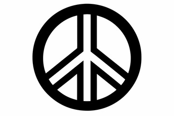 peace symbol silhouette line art vector illustration with a white background