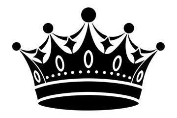queen crown silhouette line art vector illustration with a white background