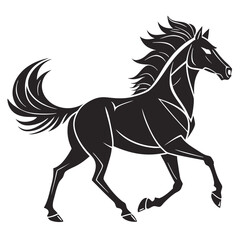 Running horse black silhouette. Vector illustration.