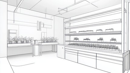 Fototapeta premium Interior Design Sketch of Modern Nursery
