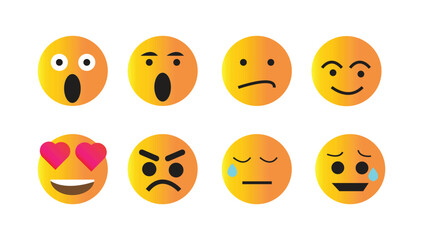 Obraz premium emoji set icon vector. different type of emoji set containing wow, smile, angry and sad emoji
