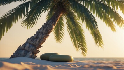 Authentic recreation idea beneath a palm tree