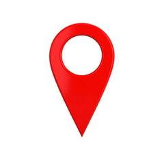 Red map pin marker with a circular cutout, commonly used for indicating a location or point of interest
