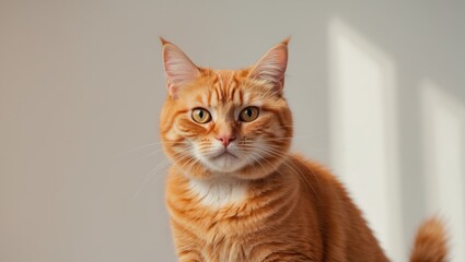 Obraz premium amusing red feline alone on background