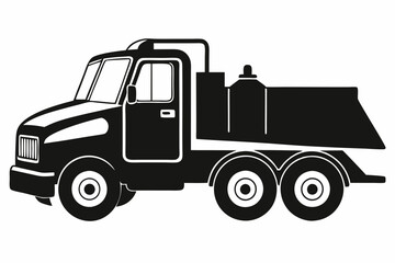 snow plow truck silhouette line art vector illustration with a white background