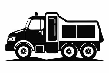 snow plow truck silhouette line art vector illustration with a white background