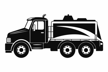 snow plow truck silhouette line art vector illustration with a white background