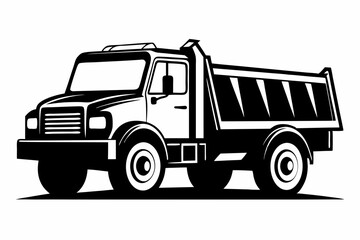 snow plow truck silhouette line art vector illustration with a white background