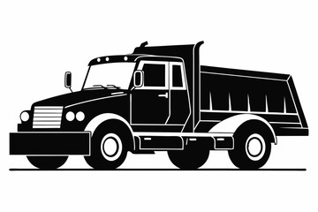 snow plow truck silhouette line art vector illustration with a white background