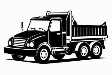 snow plow truck silhouette line art vector illustration with a white background
