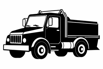 snow plow truck silhouette line art vector illustration with a white background
