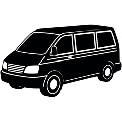 Silhouette of Taxi Minivan – Simple Urban Cab Vector Illustration