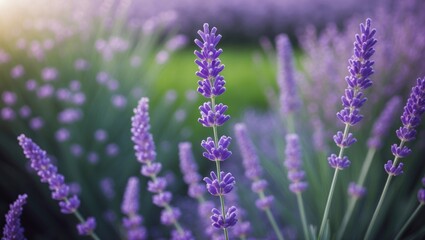 Obraz premium Lavender with a blurred bokeh background.
