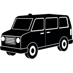 Silhouette Vector of Taxi Van – Compact Urban Vehicle Icon