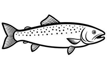 trout fish silhouette line art vector illustration with a white background