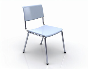 Obraz premium the image shows a pale blue chair against a white background. the chair has a simple design, featuring a rectangular seat and backrest that appear to be made of a smooth, light colored material