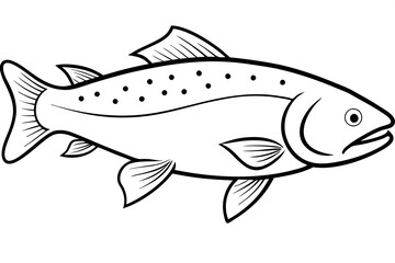 trout fish silhouette line art vector illustration with a white background